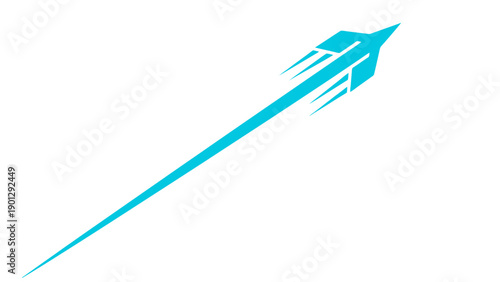 Modern Stylized Arrow Ascending Rapidly. Abstract Vector Icon of Speed, Growth, Progress, and Success Trajectory on White Background.