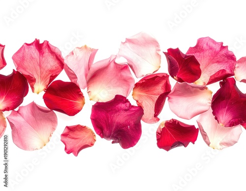 Wallpaper Mural Romantic border of red and pink rose petals, gently arranged on a pure white background, ideal for Valentine's Day and elegant floral designs Torontodigital.ca
