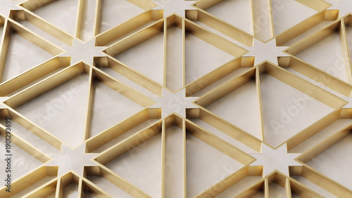 Modern gold and white geometric pattern with star shapes