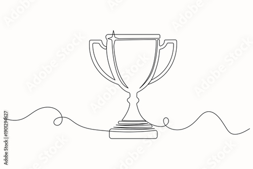 Trophy cup, continuous line drawing, simple outline illustration