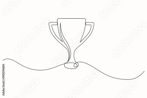 Trophy cup, continuous line drawing, simple outline illustration