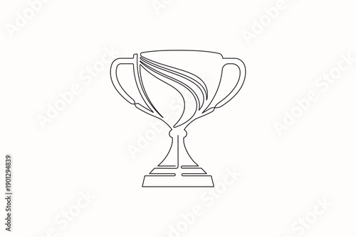 Trophy cup continuous one line drawing minimalist outline illustration