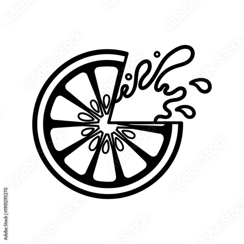 A juicy slice of lemon splashing with citrus freshness in a simple illustration.