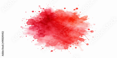Vibrant red paint splashes and grunge brush strokes create a bloody ink splatter texture with watercolor stains and artistic spray spots isolated on a white paper backdrop vector illustration