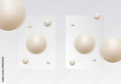 Double frosted panels combined with beige balls of different diameters. Eps 10