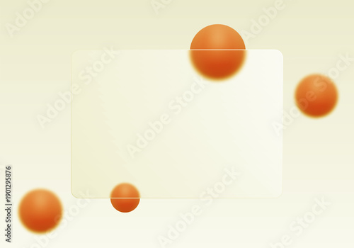 Modern composition of translucent glass and bright orange volumetric spheres. Eps 10