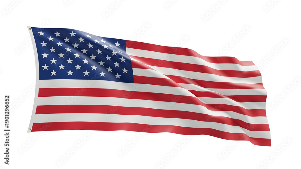 Obraz premium Waving american flag isolated on transparent background