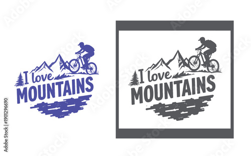 Mountain biking logos with text i love mountains
