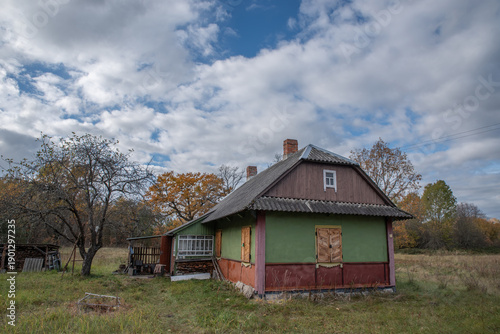 Wallpaper Mural Old Rural Wooden House in Autumn Countryside Torontodigital.ca