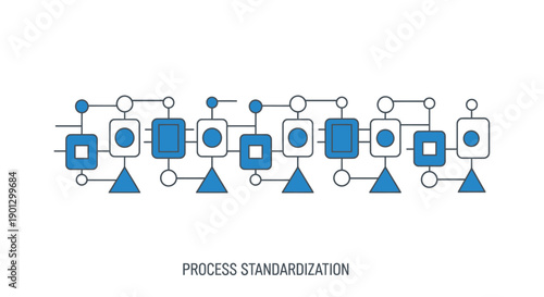 Vector flowchart process standardization diagram, business process management illustration, workflow optimization chart, for presentation or infographic, isolated on transparent background, png