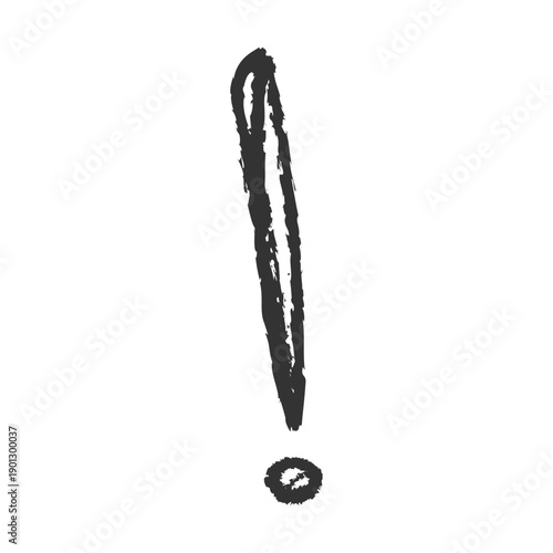 Rough Brushstroke Exclamation Mark Hand Drawn Grunge Doodle Style