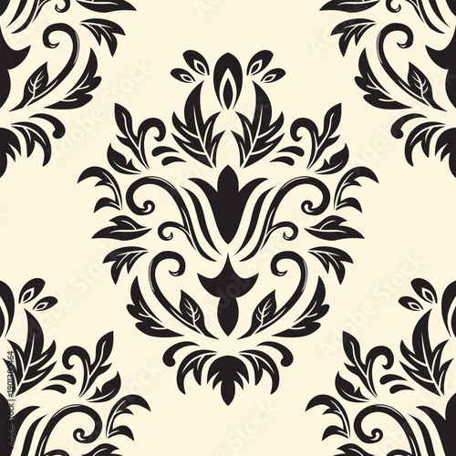 Damask seamless repeat element pattern. Beautiful luxury vintage floral damask vector illustration. Design for wallpaper, decorative, texture, textile, ornament, wrapping, shirts, clothing