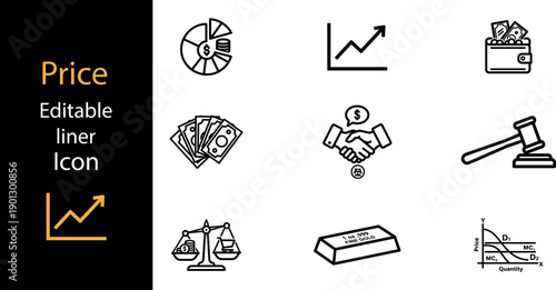 Pack of line price icons.