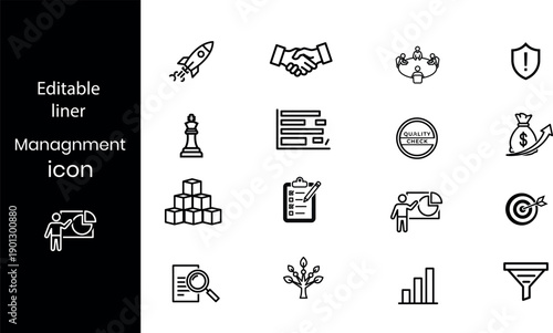 Project management icon collection. Time management and planning concept. Solid icon set.