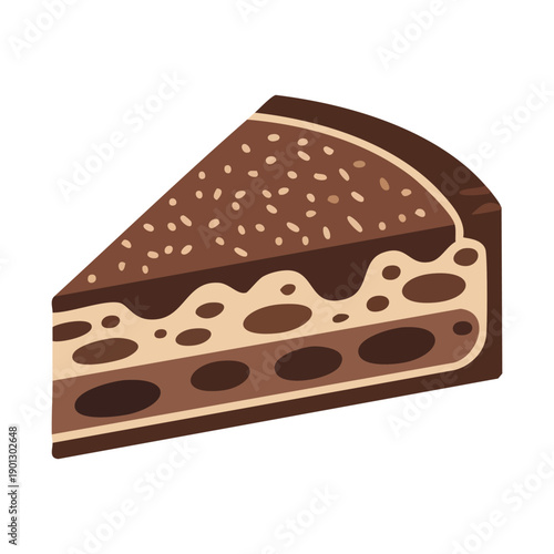 Delicious layered chocolate dessert slice with sprinkles, a delightful sweet treat graphic