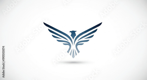 A majestic and modern logo design featuring a stylized soaring bird or eagle with powerful outstretched wings. The illustration uses a sleek, gradient blue color palette and minimalist lines.