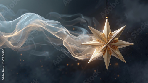 Wallpaper Mural Ethereal Star of Bethlehem ornament in golden light with ascending incense smoke, reverent high-end spiritual mood Torontodigital.ca