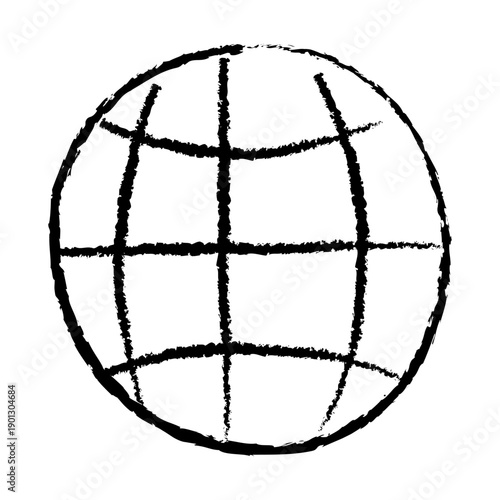 Brush Stroke Hand Drawn World Grid Network Sketch Illustration