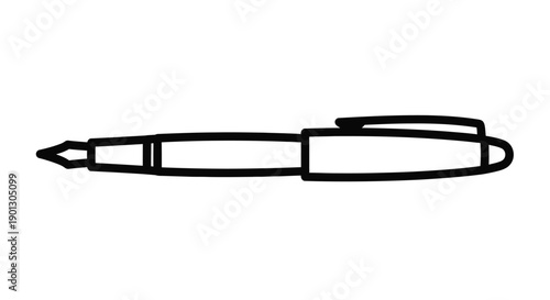 Simple black and white line drawing of a fountain pen