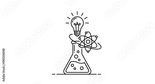 Innovative Science Experiment with Atom and Light Bulb.