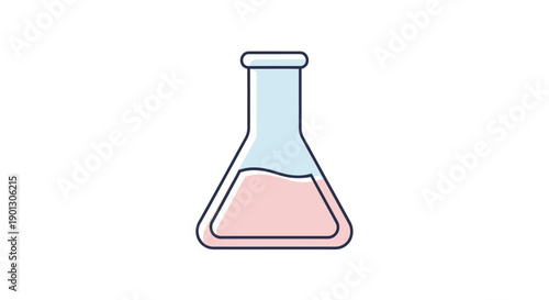 Laboratory Erlenmeyer Flask with Pink Liquid.