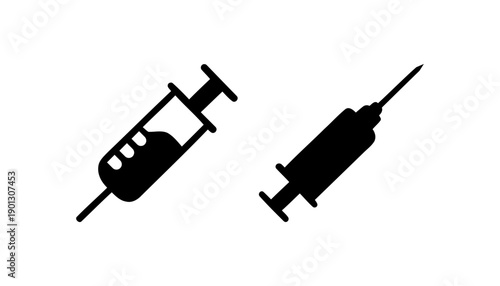 set of syringe and needle medical illustration