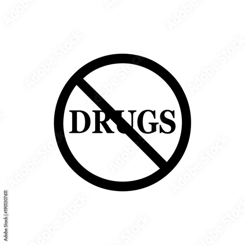 No drugs prohibition sign icon. Anti drug abuse symbol illustration
