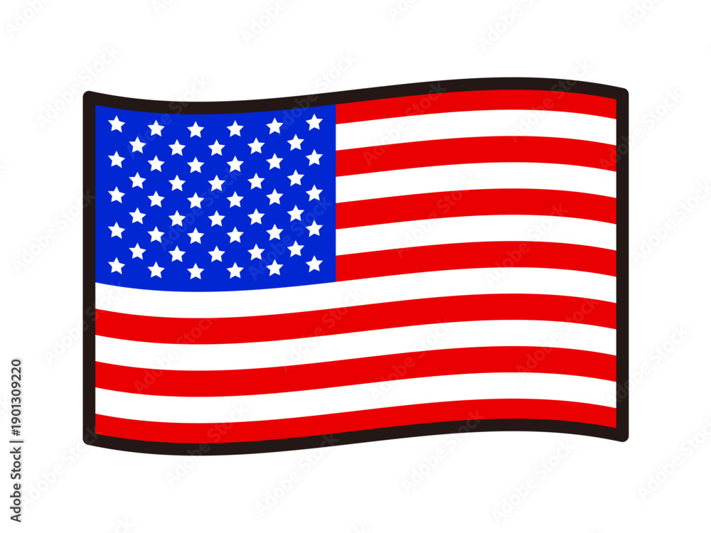 Fototapeta premium シンプルなアメリカ合衆国の国旗のイラスト素材2