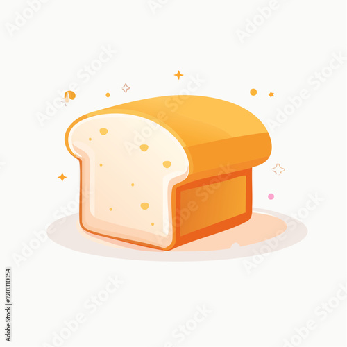 A stylized illustration of a fresh, golden-crusted loaf of sliced white bread, ready for breakfast or sandwiches