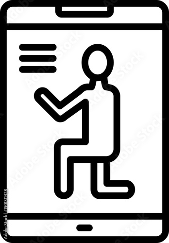 Lunges App, Fitness Lunges Minimal Line Icon, Workout Lunges Tracker Icon, Lunges Exercise App Icon Vector