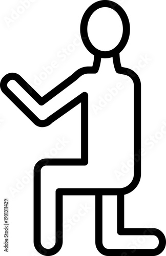 Lunges Exercise Icon Vector, Workout Lunges Minimal Line Icon, Fitness Lunges Silhouette Icon