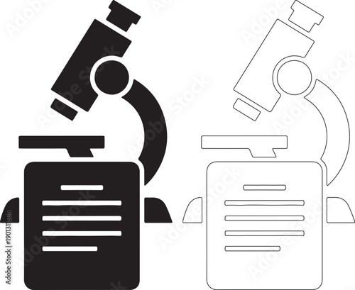 Black and white microscope icons