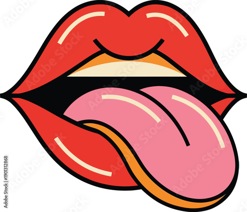 Vector illustration of lips with lipstick on a woman