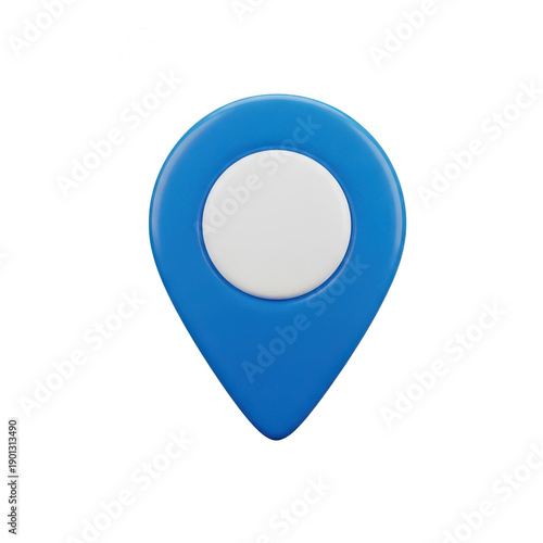 A blue map pin icon with a white center on a transparent background. isolated on transparent background
