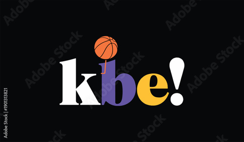 Dynamic basketball symbol on a bold black background with vibrant lettering in purple yellow and white exuding energy and excitement