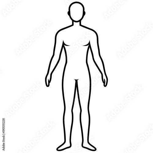 Minimalist body outline in on white background 