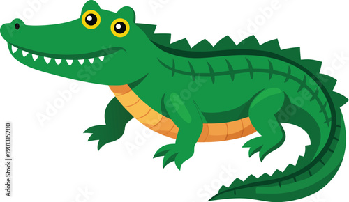 Cartoon alligator isolated on transparent background