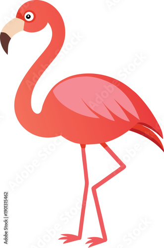 Pink flamingo vector isolated on transparent background
