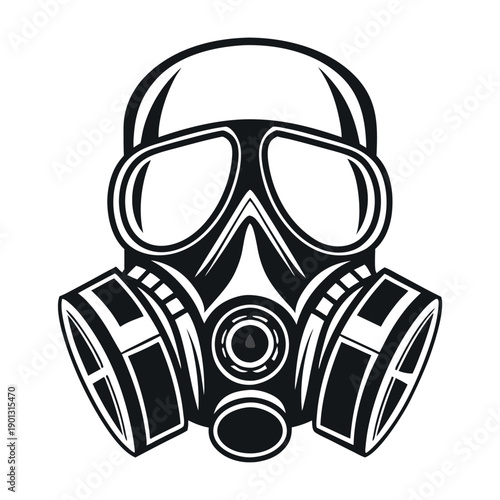 Minimalist gas mask black silhouette bold safety 