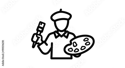 Line art illustration of a construction worker with arms crossed