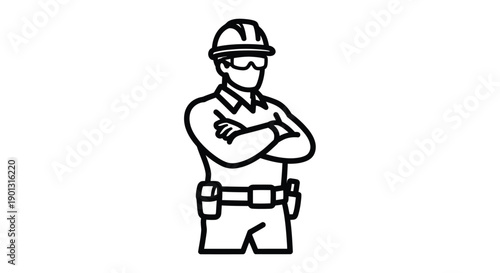 Line art illustration of a driver in a racing helmet gripping a steering wheel