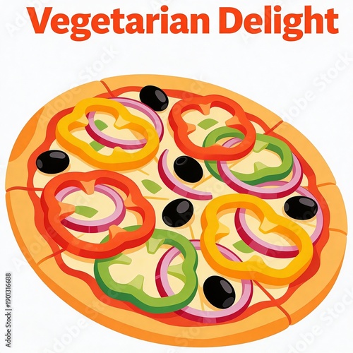 Vegetarian Delight Pizza with Colorful Vegetables and Olives