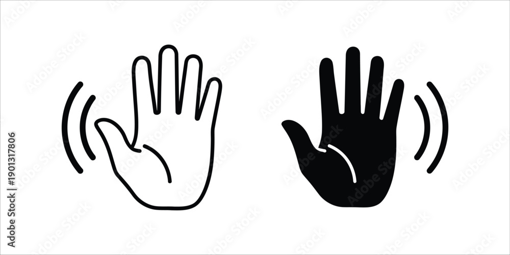 Obraz premium Two hands waving in opposite directions one white and one black