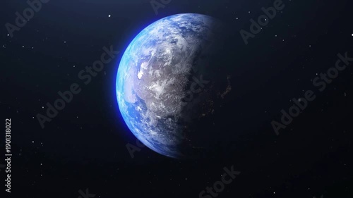 Rotating Earth from space with stars in background