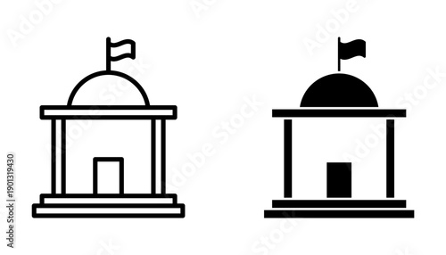 City hall building Icon set. Symbol isolated on white background. vector illustration