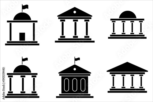 City hall building Icon set. Symbol isolated on white background. vector illustration