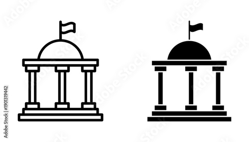 City hall building Icon set. Symbol isolated on white background. vector illustration