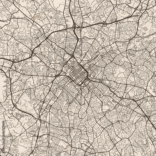 Принти на полотні Charlotte City Map elegant sepia tones accentuate stark lines of elegant grids these high resolution raster images depict an urban landscape a refined blueprint of a living, emphasizing refined