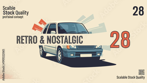 Retro car with nostalgic vibe and classic design