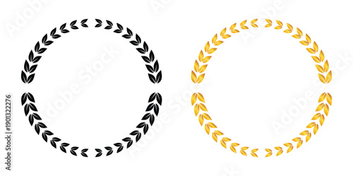 Premium laurel wreath ring – A refined circular laurel wreath with balanced leaf details, perfect for awards, badges, seals, and elegant brand presentations